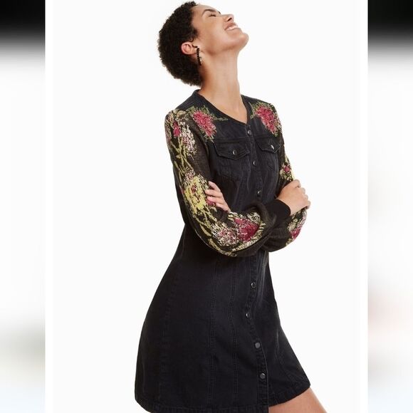 Desigual Dresses & Skirts - Desigual Roxanne Denim With Flower Dress